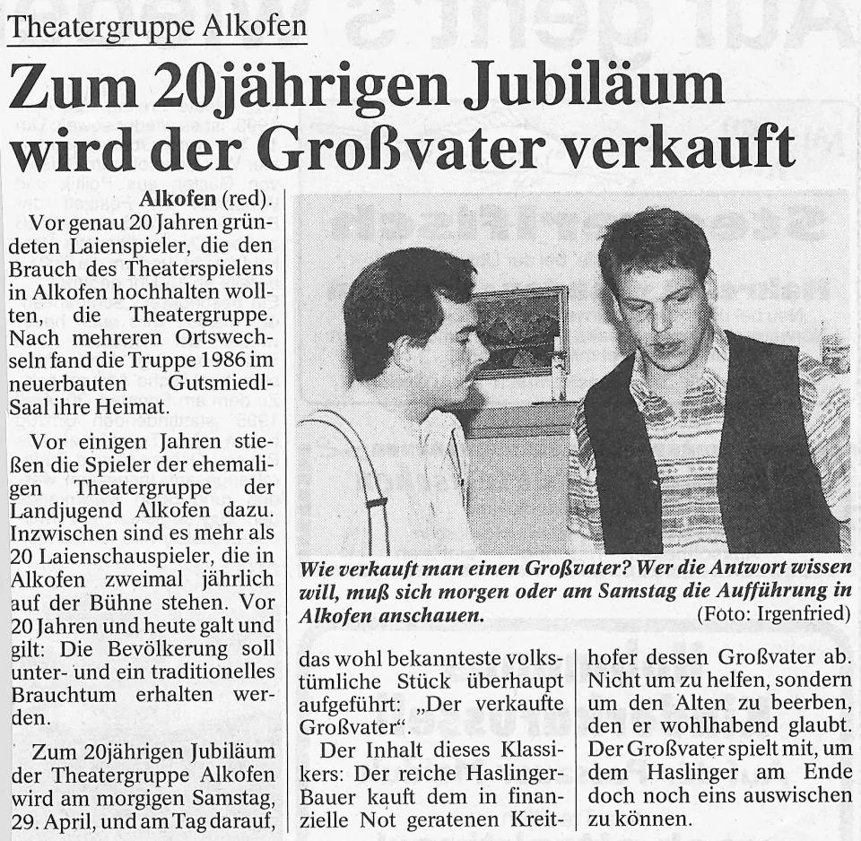 Der verkaufte Großvater – Zeitungsbericht