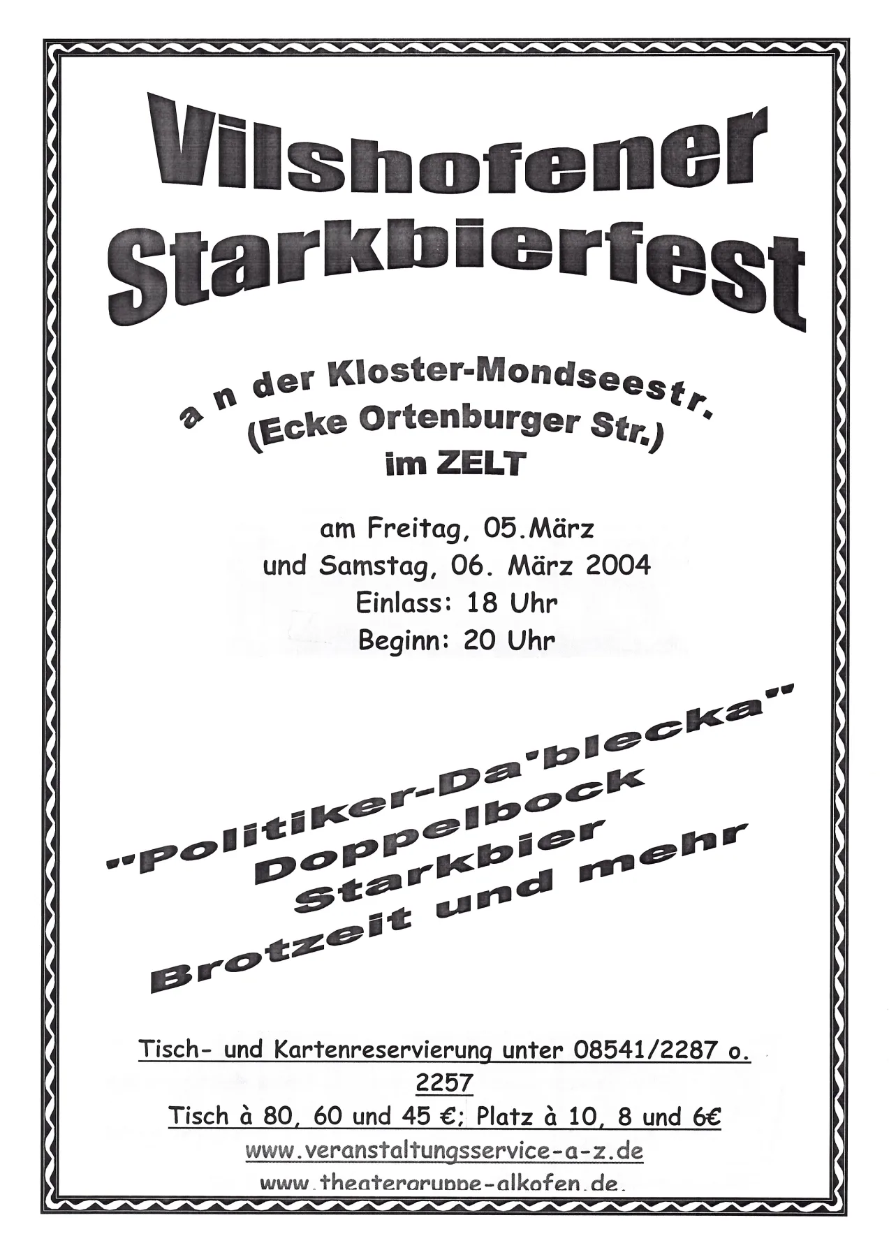 Plakat zu Vilshofener Starkbierfest