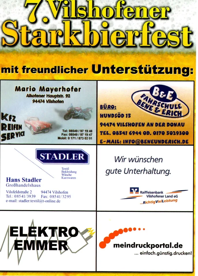 7. Vilshofener Starkbierfest – Flyer